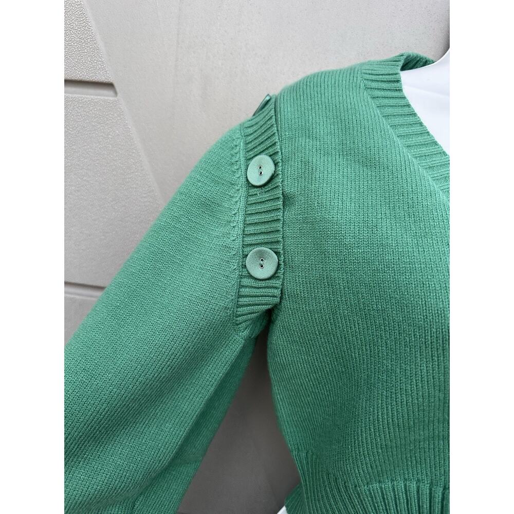 For Love And Lemons Cable knit Detachable Sleeve Cropped Cardigan 2X Kelly Green - Picture 7 of 12